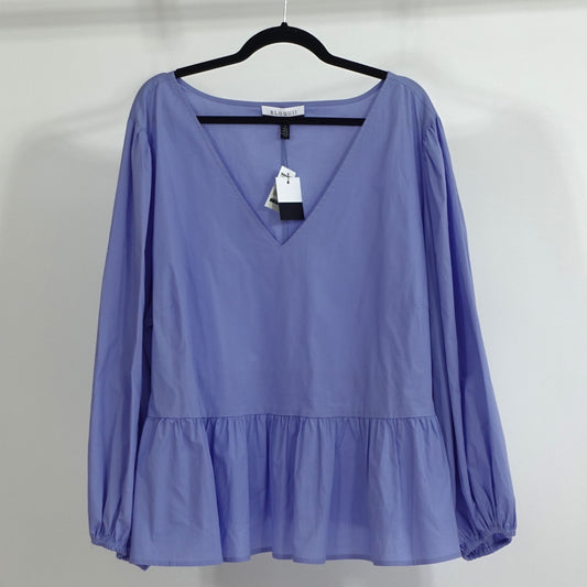 Periwinkle Puff Sleeve Peplum Top NWT