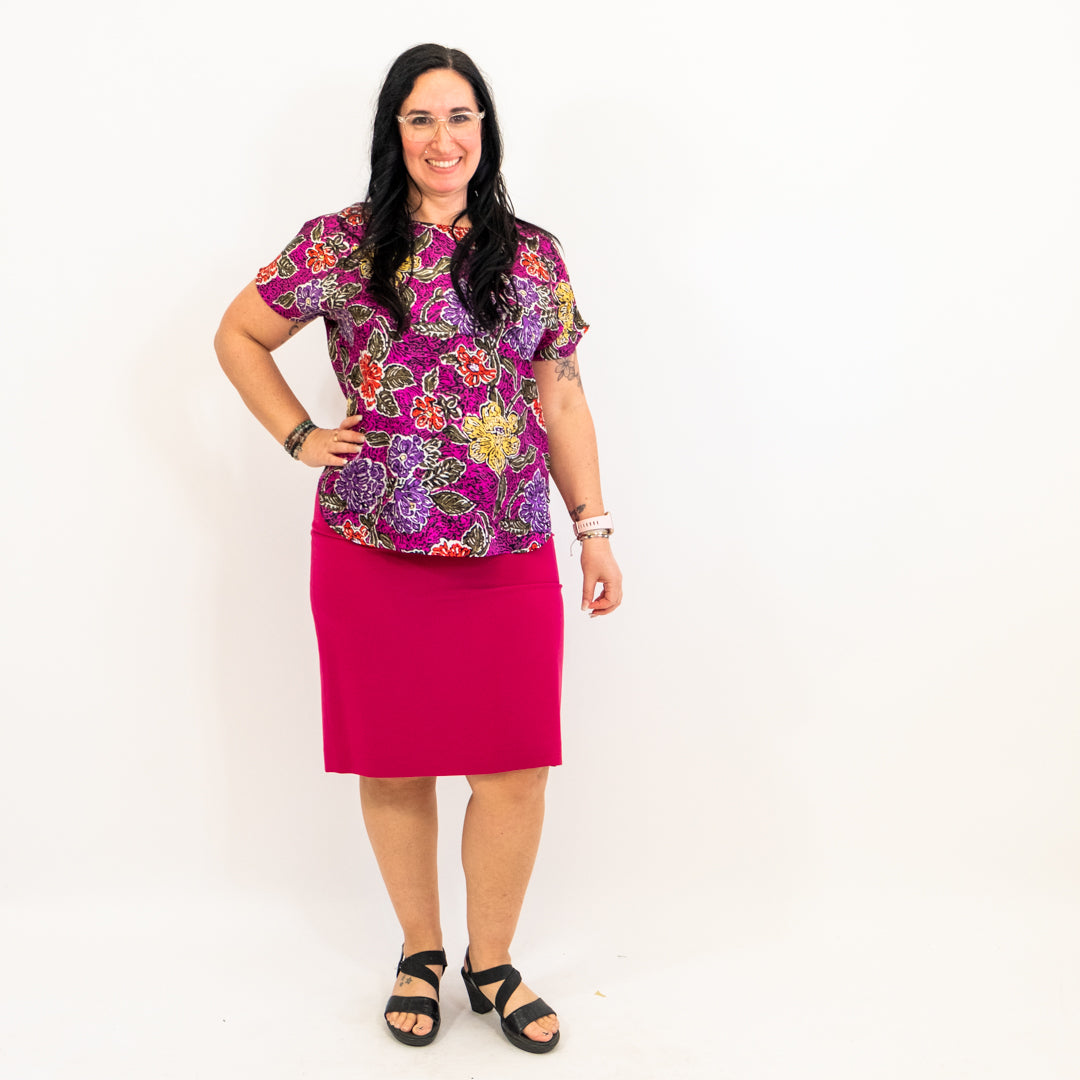 Vintage Magenta and Multicolored Floral Top
