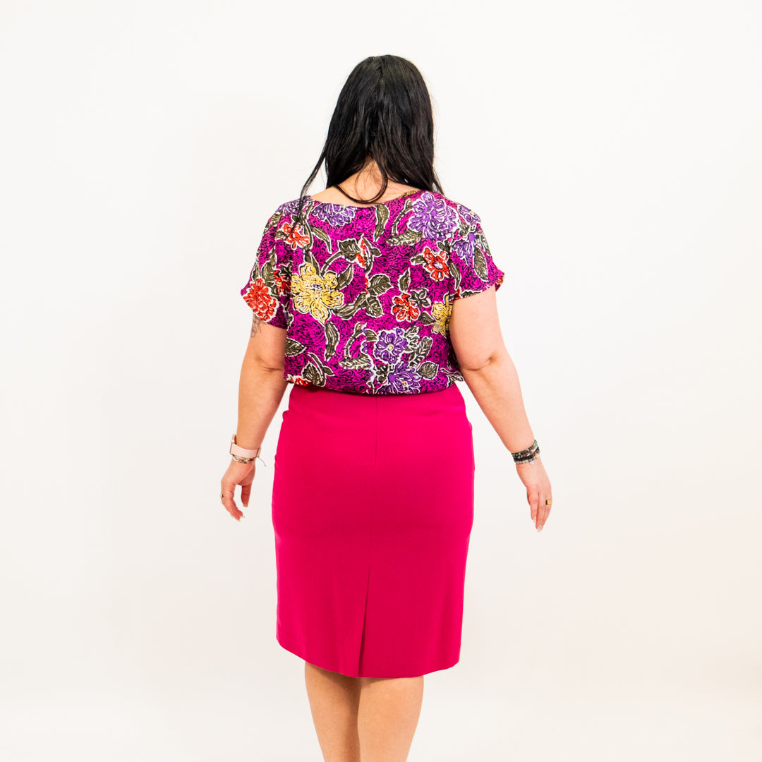 Vintage Magenta and Multicolored Floral Top